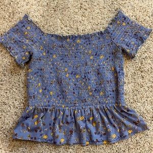 Off the shoulder, fitted, floral AE top